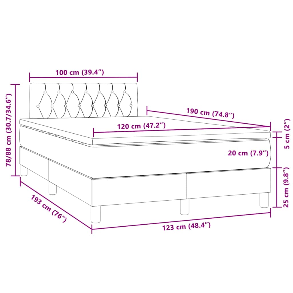 Boxspringbett mit Matratze & LED Dunkelgrün 120x190 cm Samt