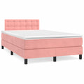 Boxspringbett mit Matratze & LED Rosa 120x190 cm Samt
