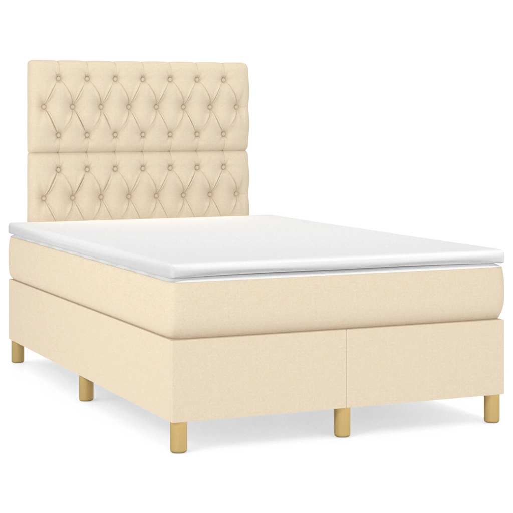 Boxspringbett mit Matratze & LED Creme 120x190 cm Stoff
