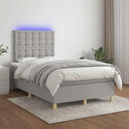 Boxspringbett mit Matratze & LED Hellgrau 120x190 cm Stoff