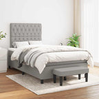Boxspringbett mit Matratze Hellgrau 120x190 cm Stoff