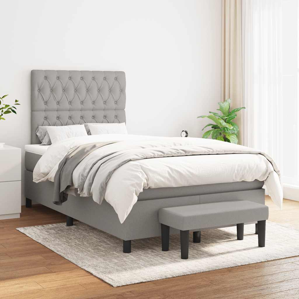 Boxspringbett mit Matratze Hellgrau 120x190 cm Stoff