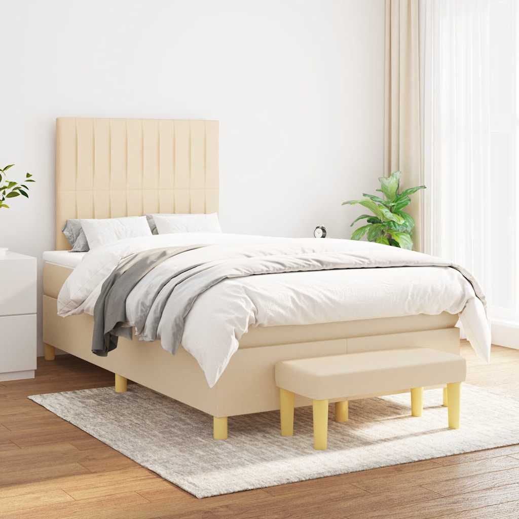 Boxspringbett mit Matratze Creme 120x190 cm Stoff