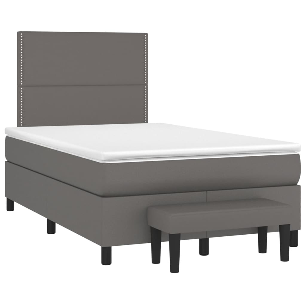 Boxspringbett mit Matratze Grau 120x190 cm Kunstleder