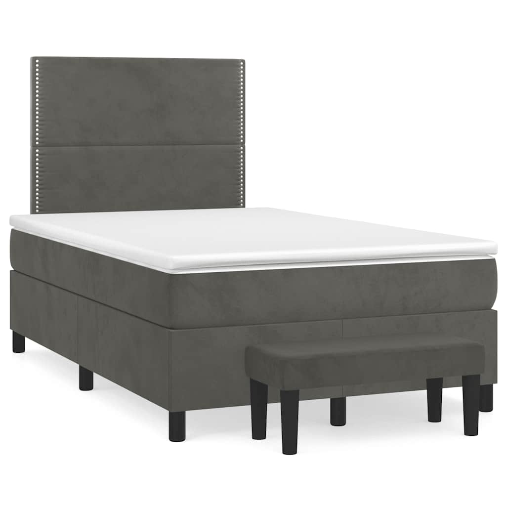 Boxspringbett mit Matratze Dunkelgrau 120x190 cm Samt