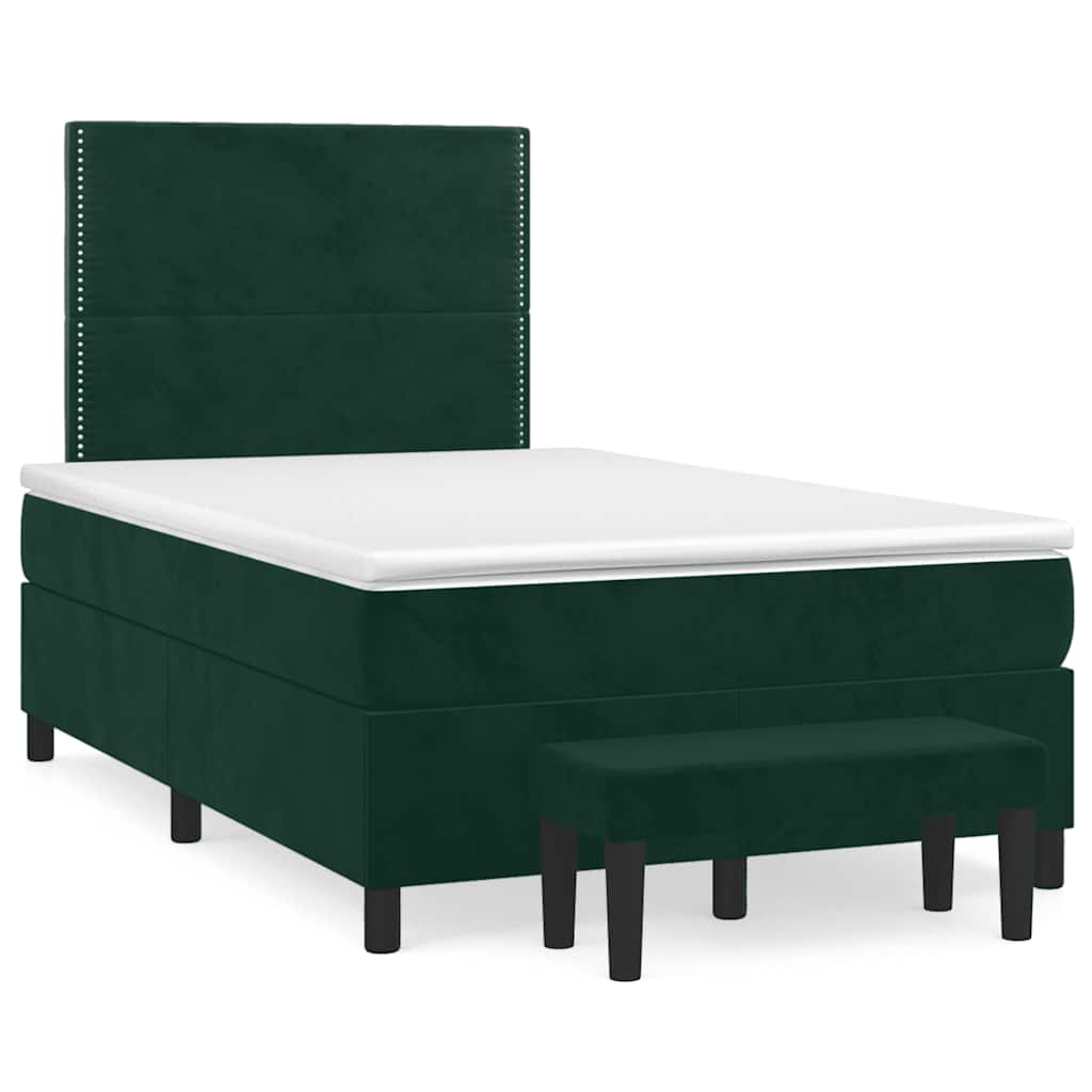 Boxspringbett mit Matratze Dunkelgrün 120x190 cm Samt