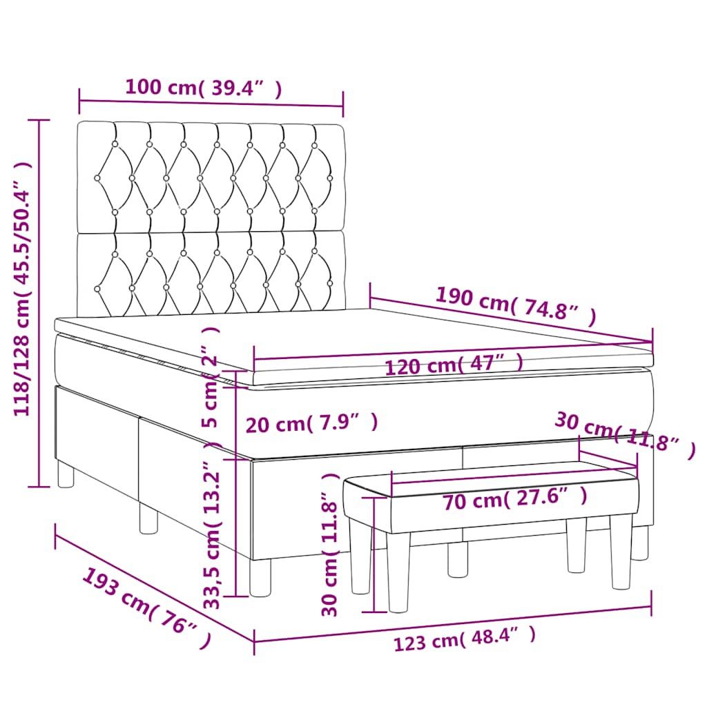 Boxspringbett mit Matratze Dunkelgrün 120x190 cm Samt