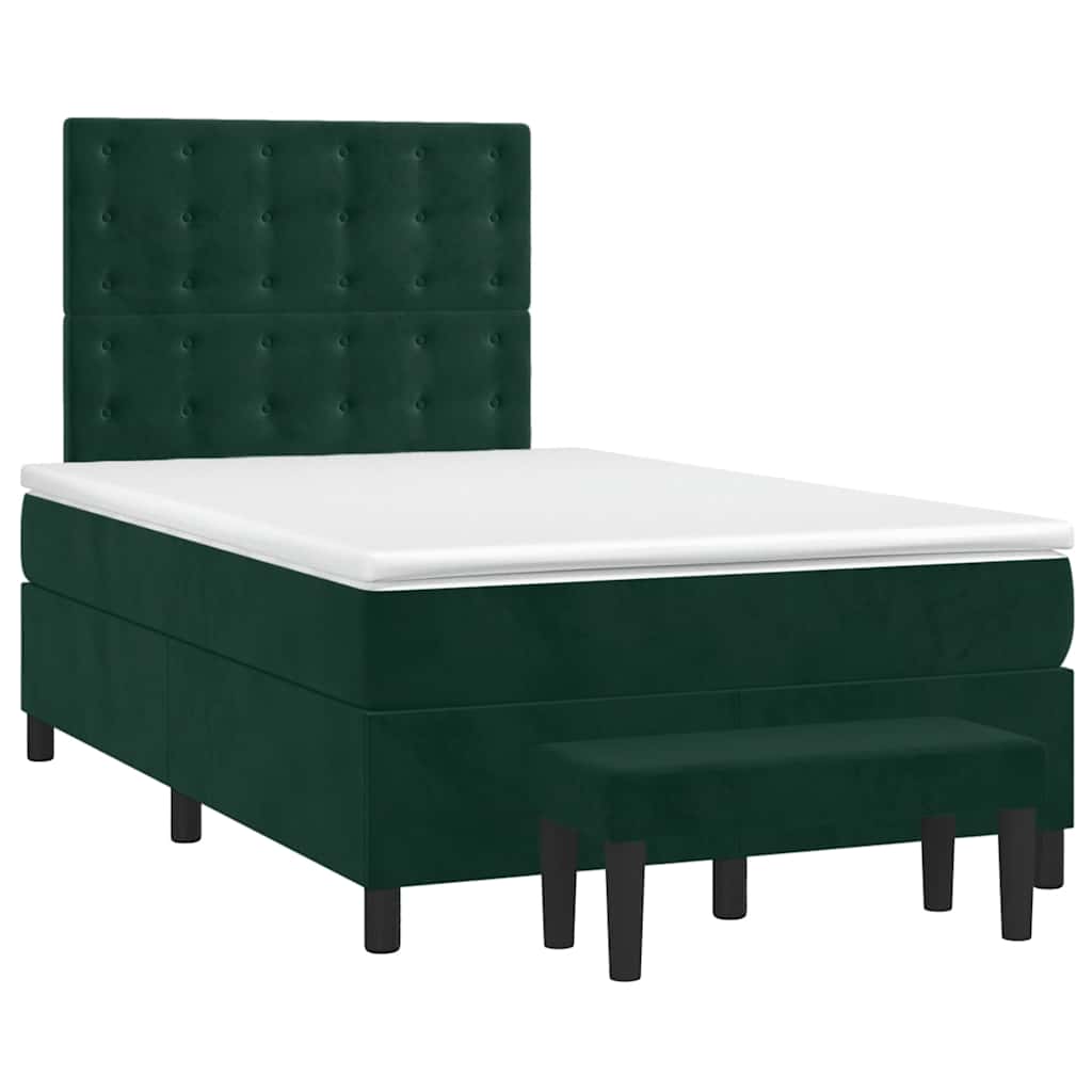 Boxspringbett mit Matratze Dunkelgrün 120x190 cm Samt