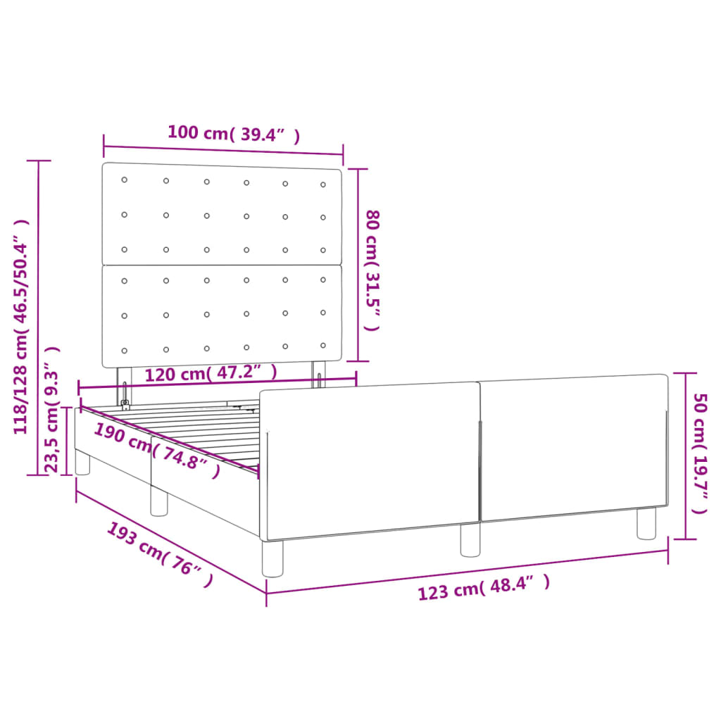 Bettgestell ohne Matratze Dunkelgrau 120x190 cm Samt
