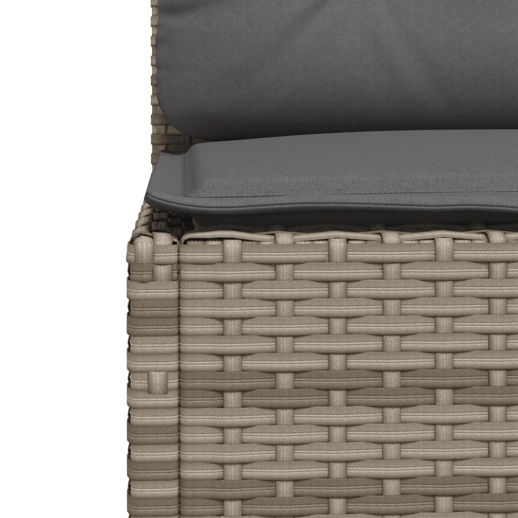 4-tlg. Garten-Sofagarnitur mit Kissen Grau Poly Rattan