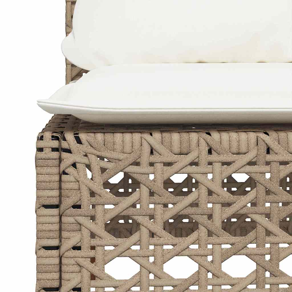 5-tlg. Garten-Sofagarnitur mit Kissen Beige Poly Rattan