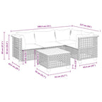 5-tlg. Garten-Sofagarnitur mit Kissen Beige Poly Rattan
