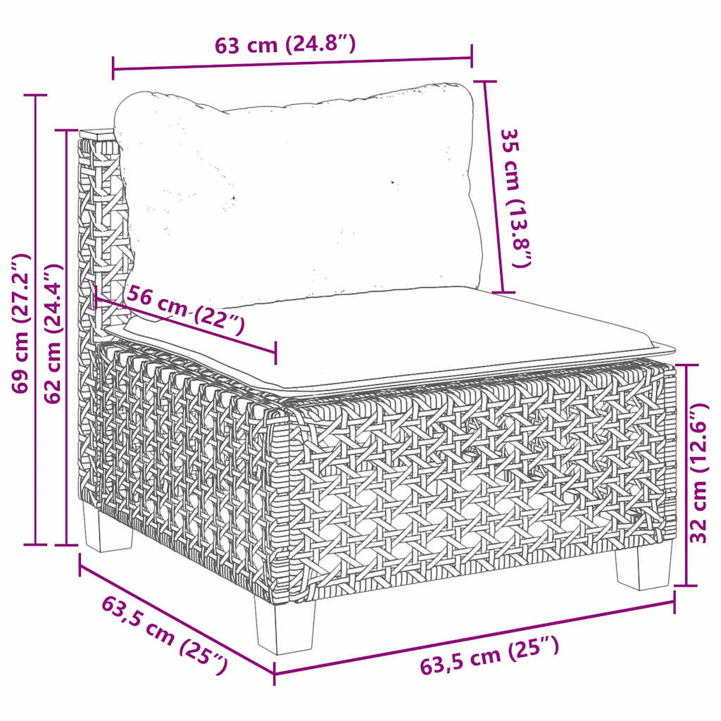 5-tlg. Garten-Sofagarnitur mit Kissen Beige Poly Rattan