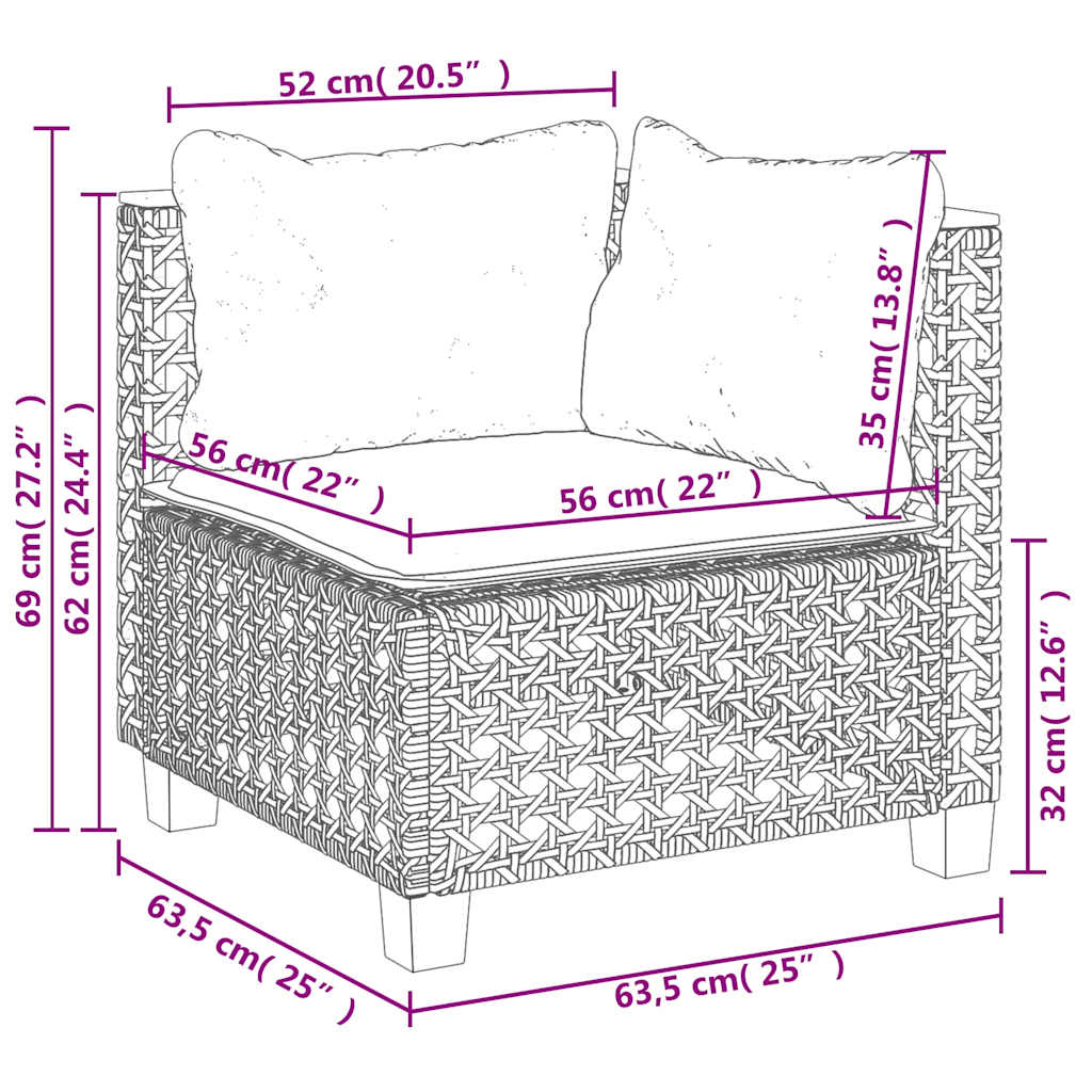 6-tlg. Garten-Sofagarnitur mit Kissen Beige Poly Rattan