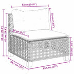 6-tlg. Garten-Sofagarnitur mit Kissen Beige Poly Rattan