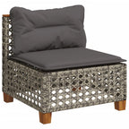 8-tlg. Garten-Sofagarnitur mit Kissen Grau Poly Rattan