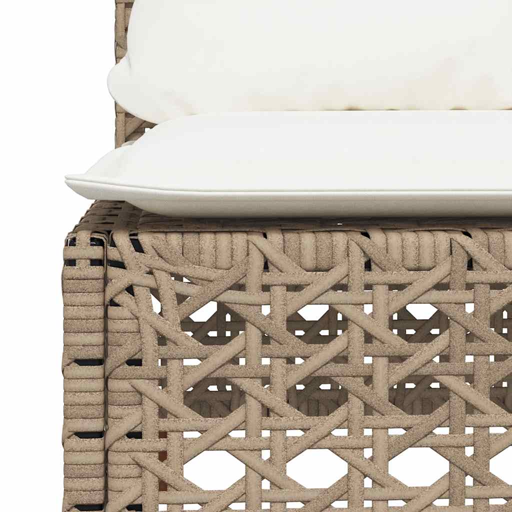 9-tlg. Garten-Sofagarnitur mit Kissen Beige Poly Rattan