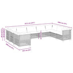 9-tlg. Garten-Sofagarnitur mit Kissen Beige Poly Rattan