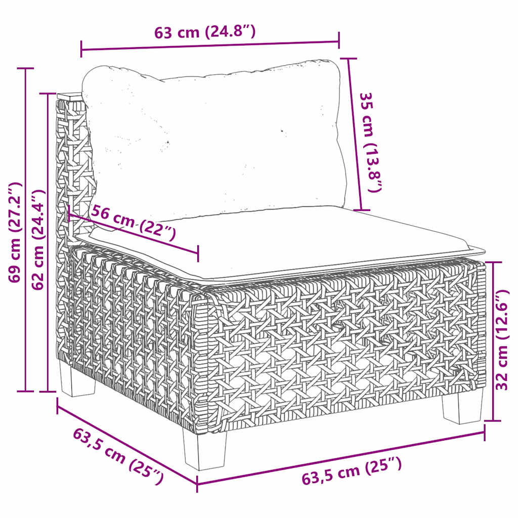 11-tlg. Garten-Sofagarnitur mit Kissen Beige Poly Rattan
