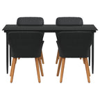 Garten Essgruppe mit Kissen 5 pcs Schwarz Poly-Rattan