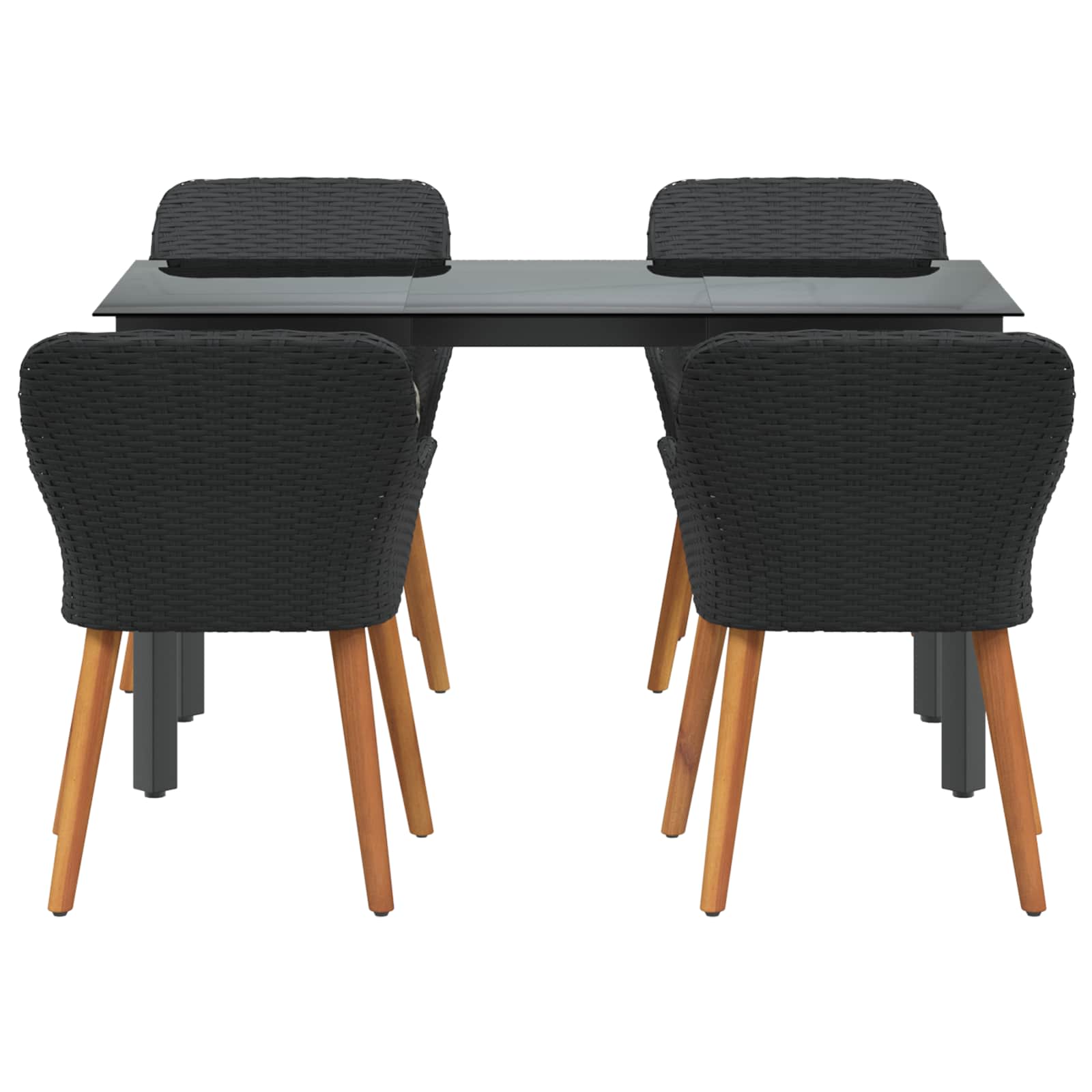 Garten Essgruppe mit Kissen 5 pcs Schwarz Poly-Rattan