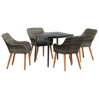 Garten Essgruppe mit Kissen 5 pcs Grau Poly-Rattan