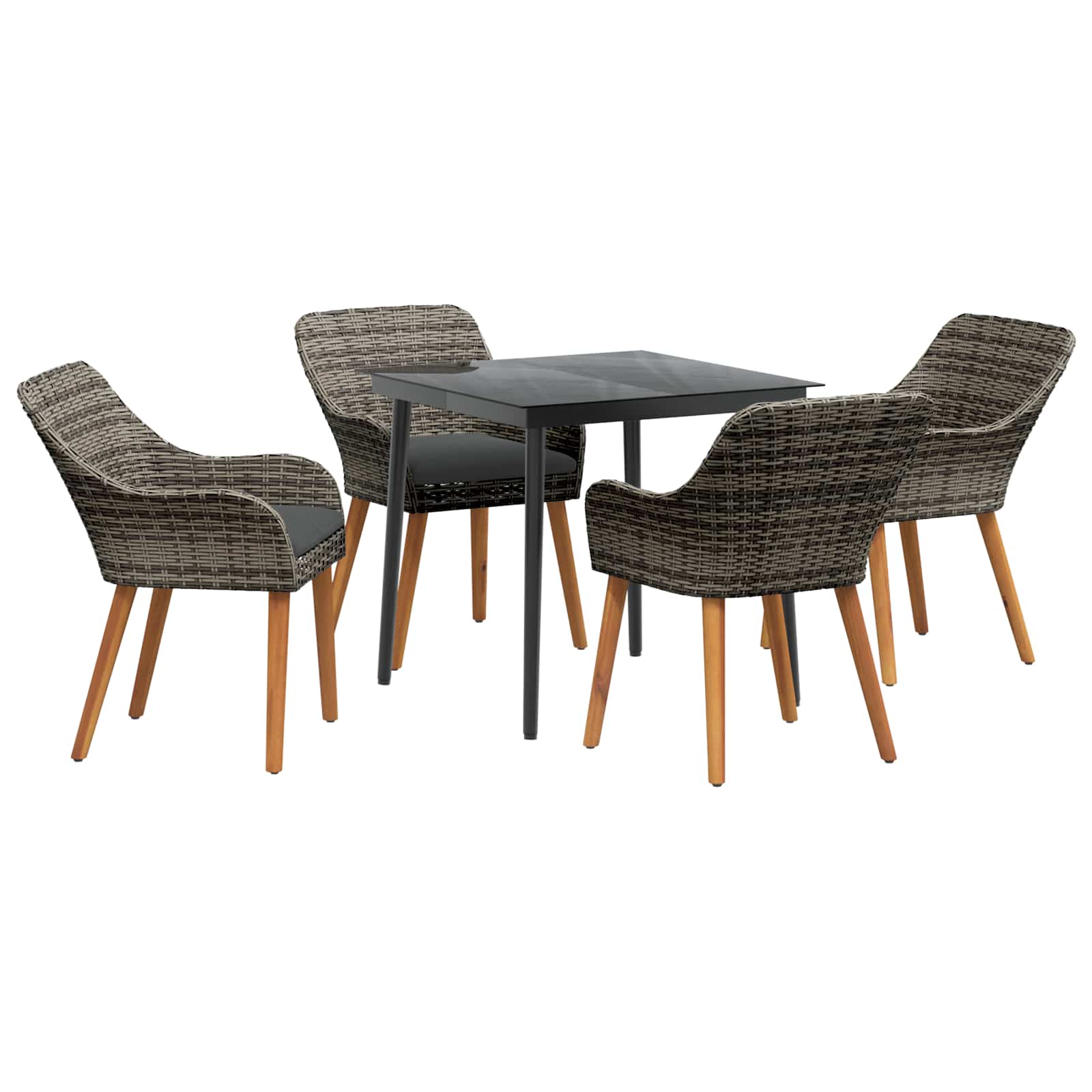 Garten Essgruppe mit Kissen 5 pcs Grau Poly-Rattan