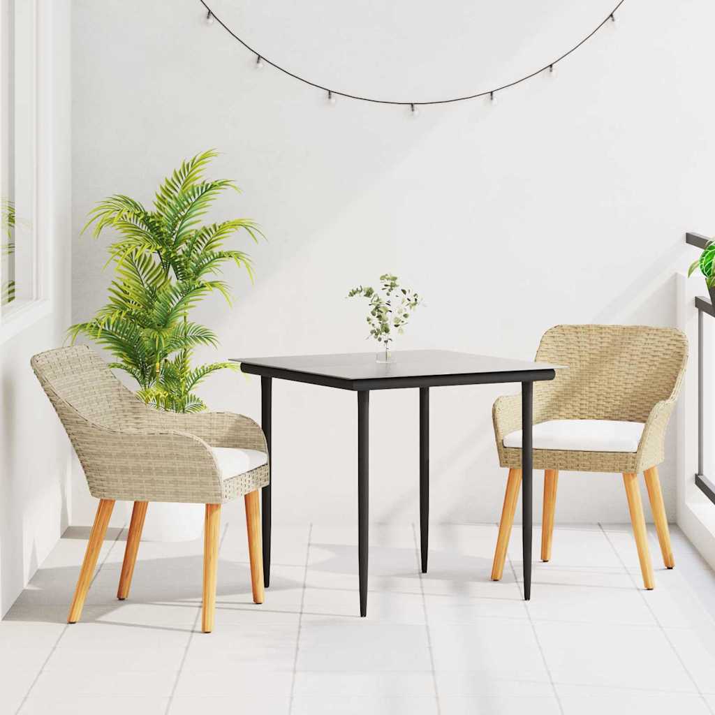 Garten Essgruppe mit Kissen 3 pcs Beige Poly-Rattan