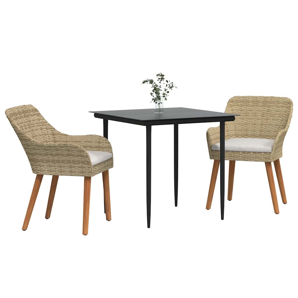 Garten Essgruppe mit Kissen 3 pcs Beige Poly-Rattan
