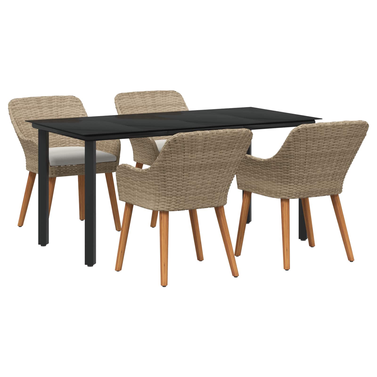 Garten Essgruppe mit Kissen 5 pcs Beige Poly-Rattan