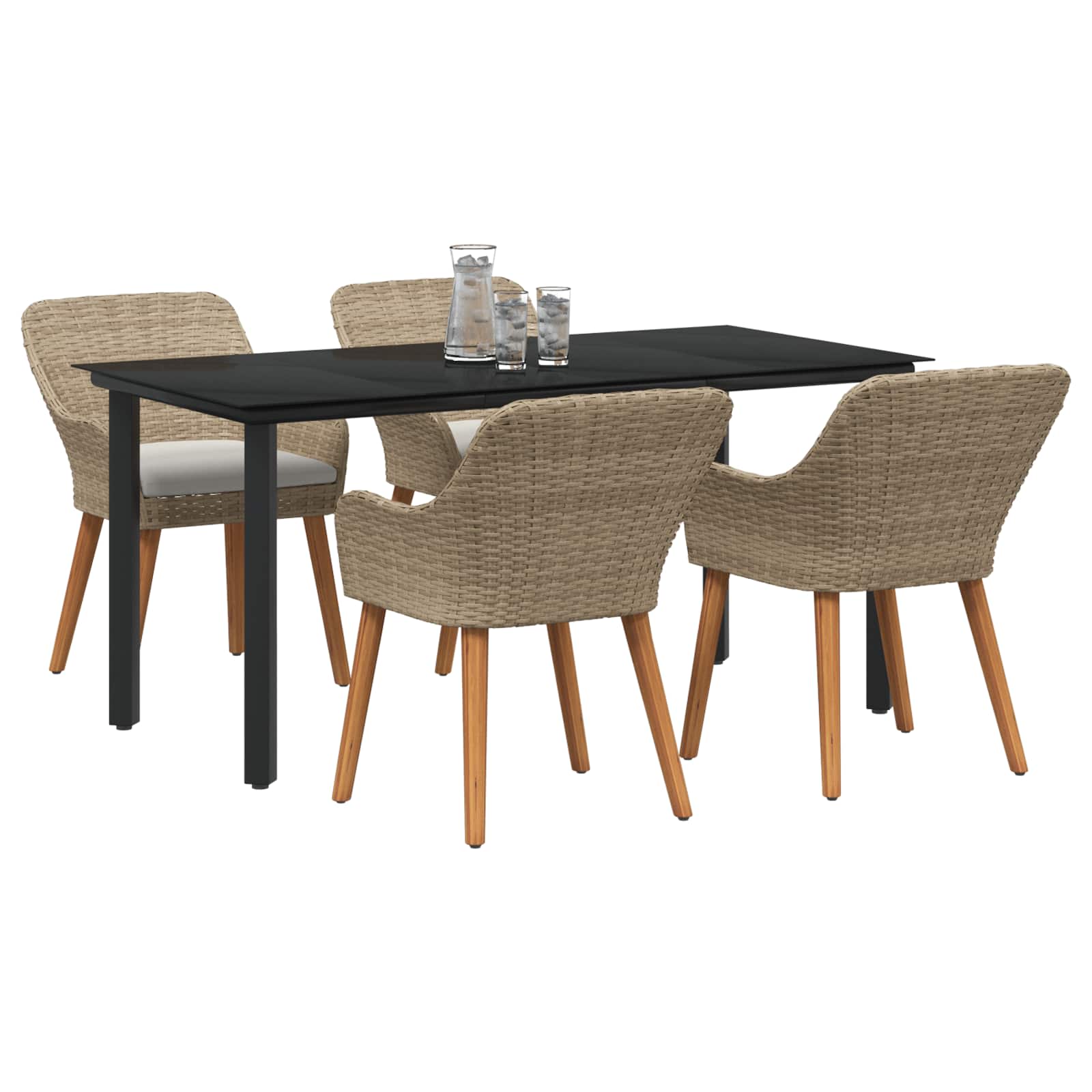 Garten Essgruppe mit Kissen 5 pcs Beige Poly-Rattan