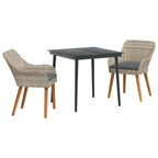 Garten Essgruppe mit Kissen 3 pcs Hellgrau Poly-Rattan