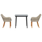 Garten Essgruppe mit Kissen 3 pcs Hellgrau Poly-Rattan