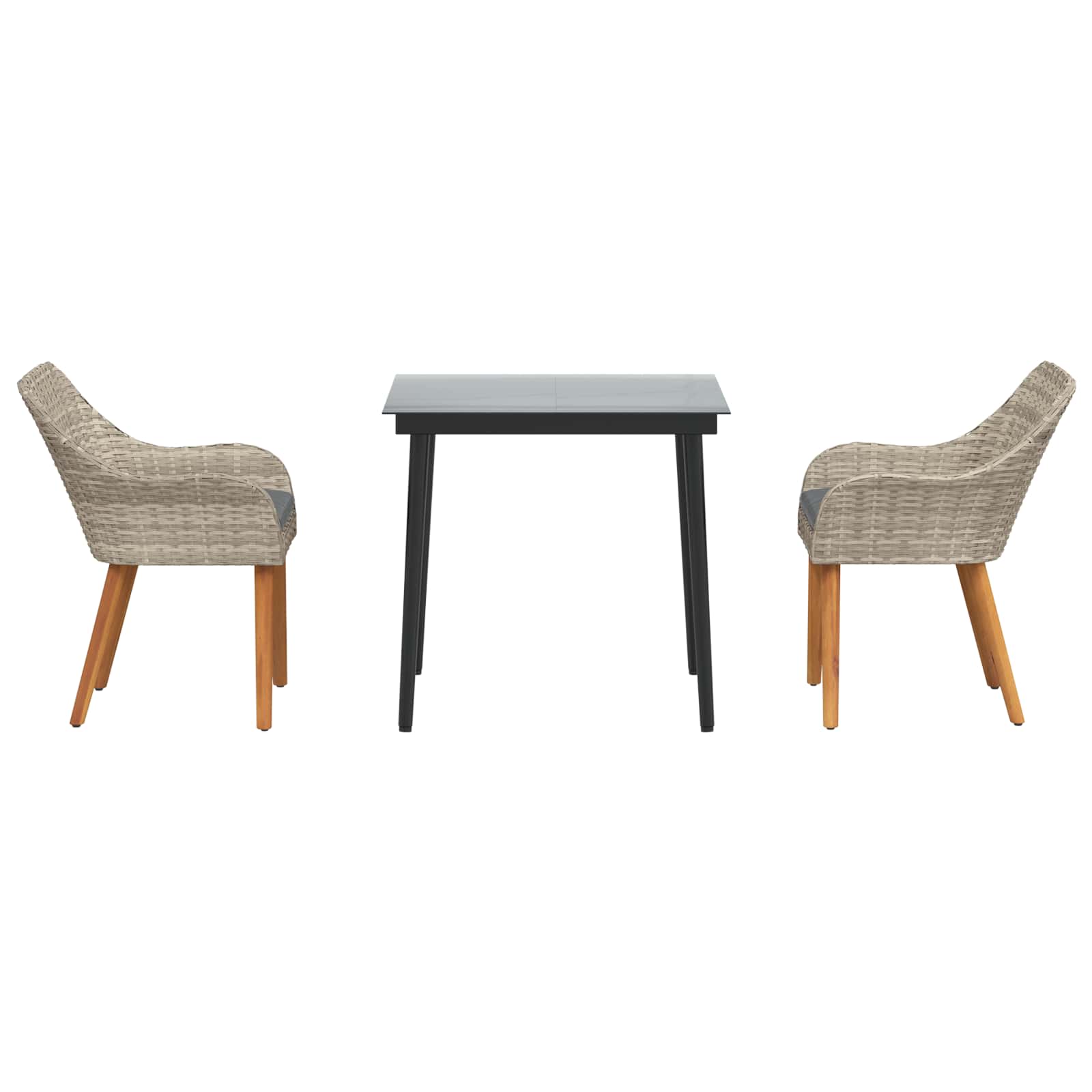 Garten Essgruppe mit Kissen 3 pcs Hellgrau Poly-Rattan