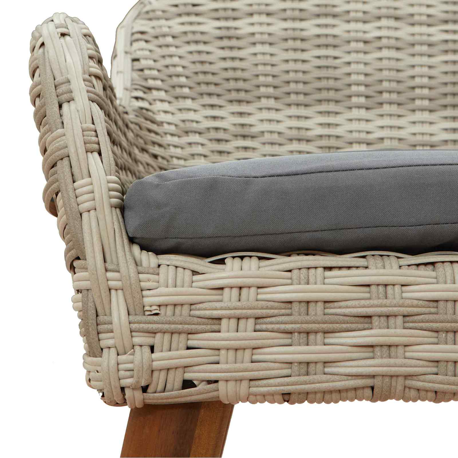 Garten Essgruppe mit Kissen 3 pcs Hellgrau Poly-Rattan