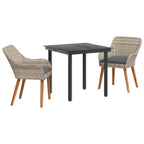 Garten Essgruppe mit Kissen 3 pcs Hellgrau Poly-Rattan