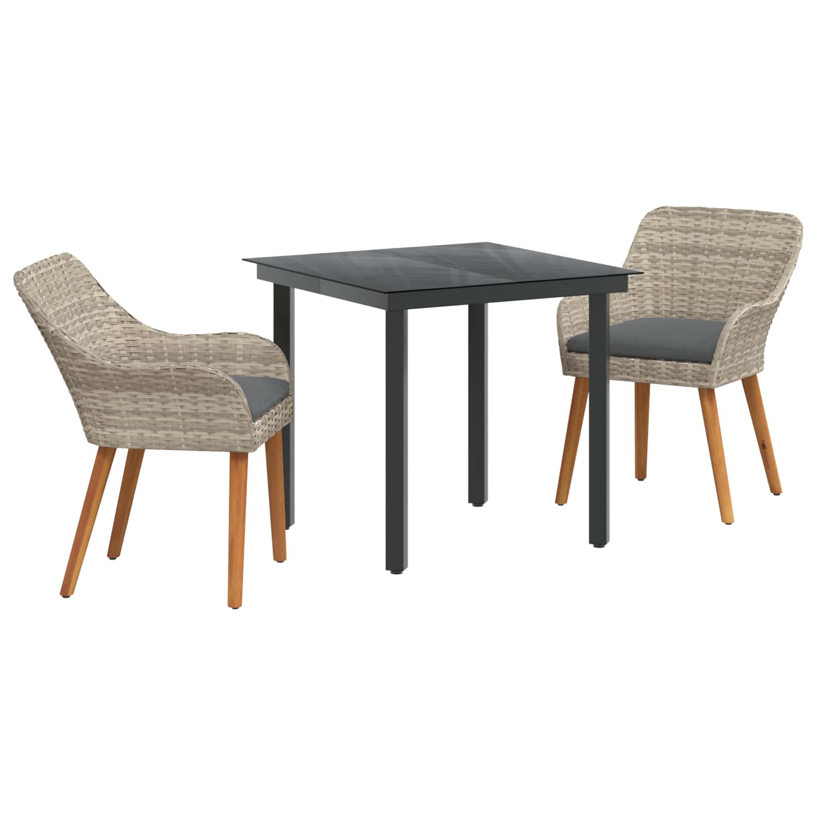 Garten Essgruppe mit Kissen 3 pcs Hellgrau Poly-Rattan