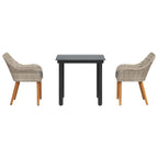 Garten Essgruppe mit Kissen 3 pcs Hellgrau Poly-Rattan