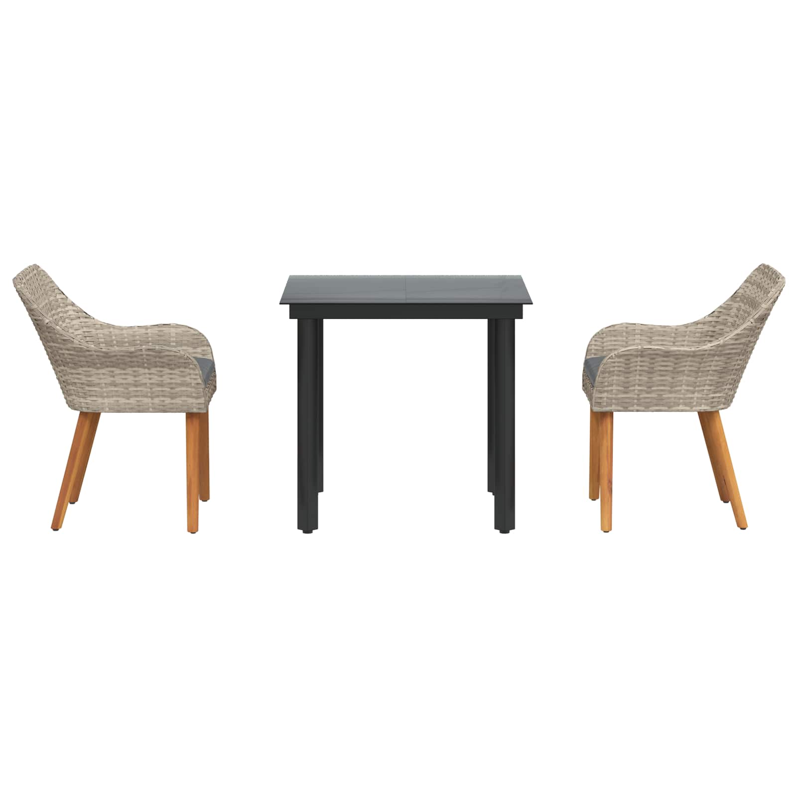 Garten Essgruppe mit Kissen 3 pcs Hellgrau Poly-Rattan