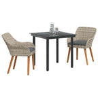 Garten Essgruppe mit Kissen 3 pcs Hellgrau Poly-Rattan