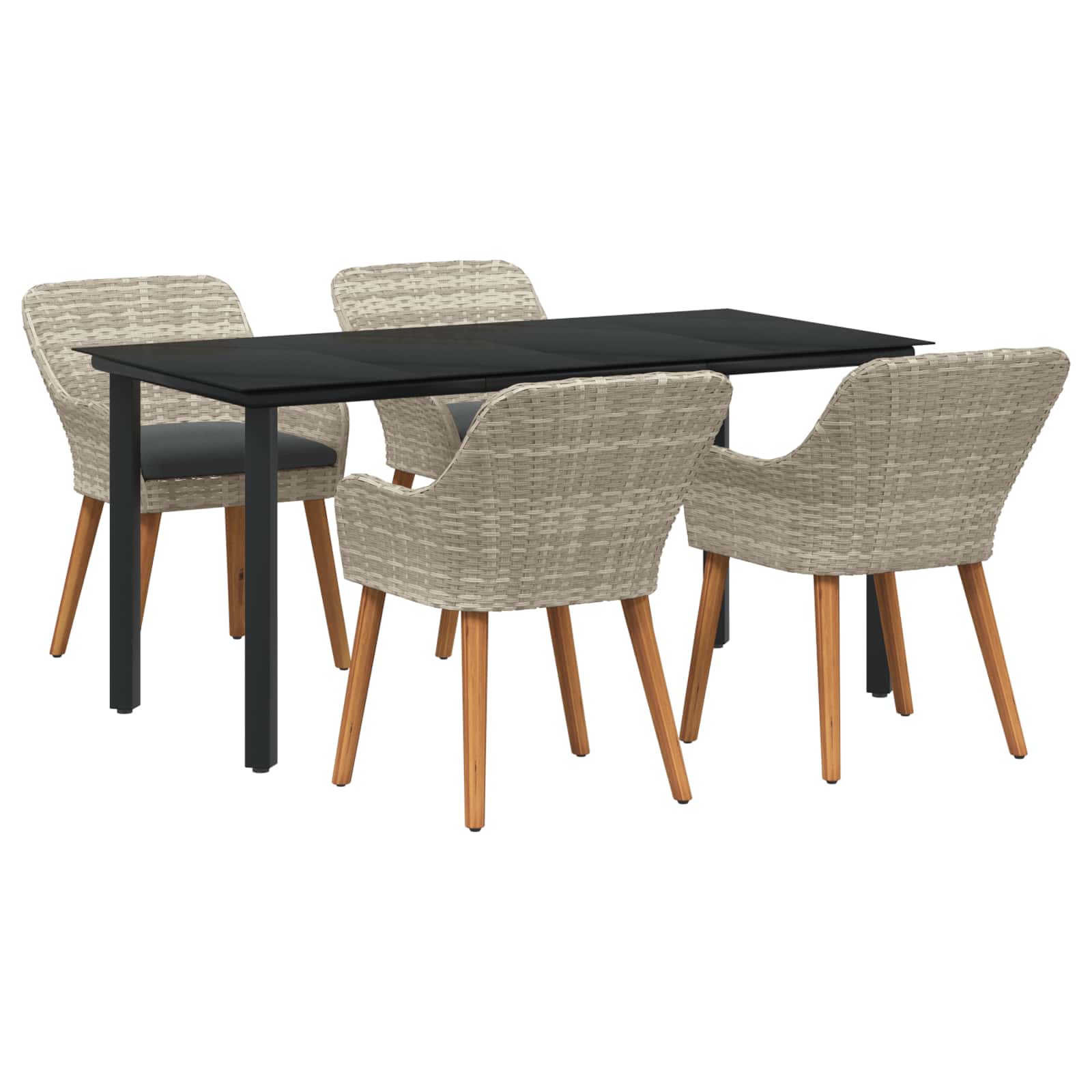 Garten Essgruppe mit Kissen 5 pcs Hellgrau Poly-Rattan