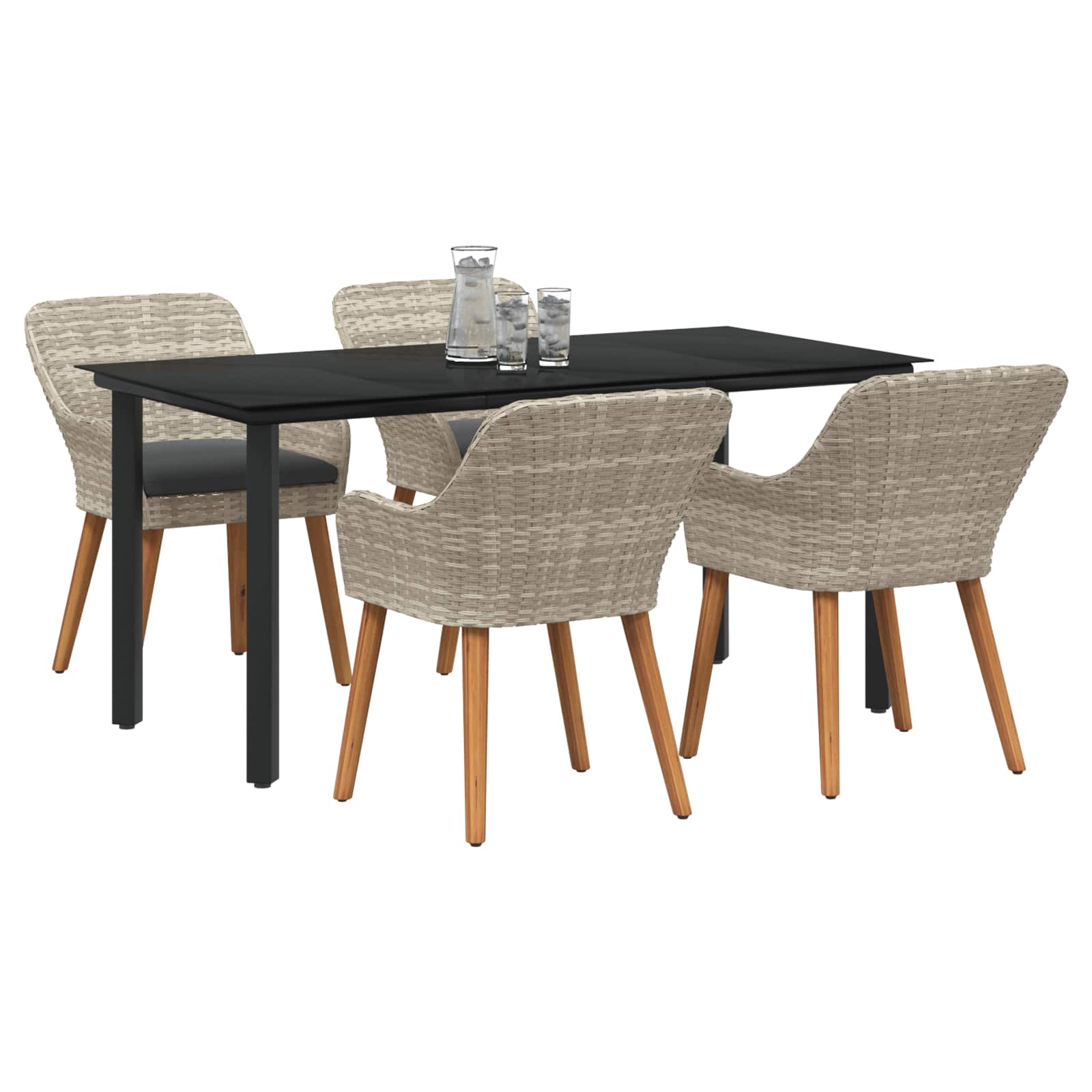 Garten Essgruppe mit Kissen 5 pcs Hellgrau Poly-Rattan