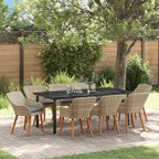 Garten Essgruppe mit Kissen 9 pcs Hellgrau Poly-Rattan