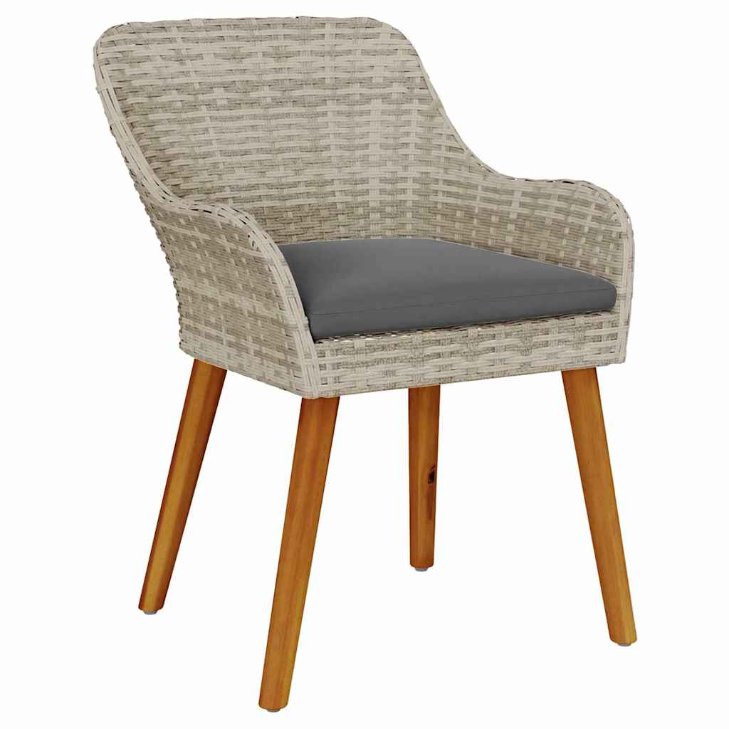 Garten Essgruppe mit Kissen 9 pcs Hellgrau Poly-Rattan