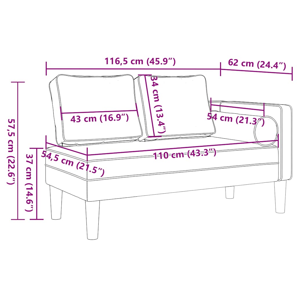 Chaiselongue mit Kissen Weinrot Kunstleder