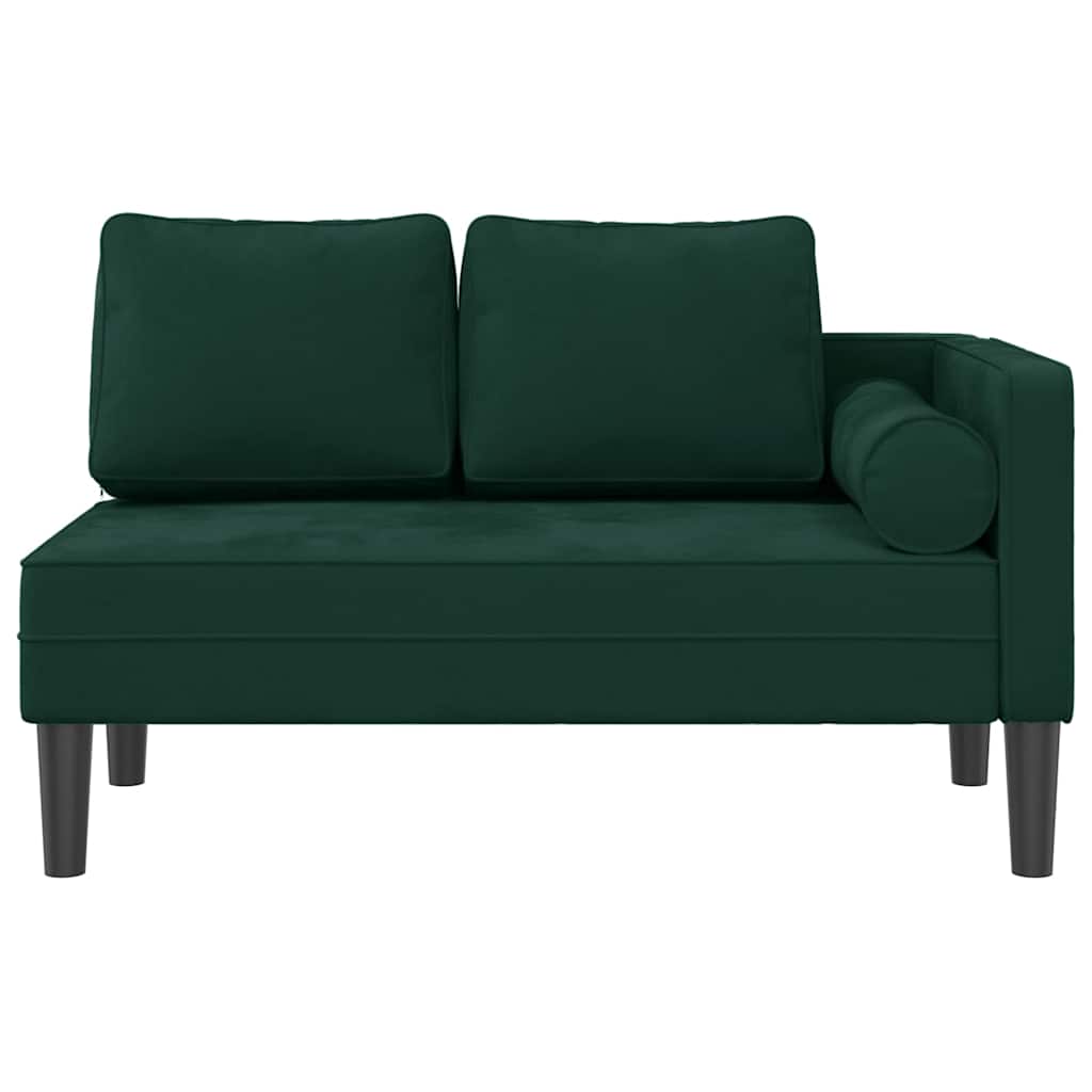 Chaiselongue mit Kissen Dunkelgrün Samt