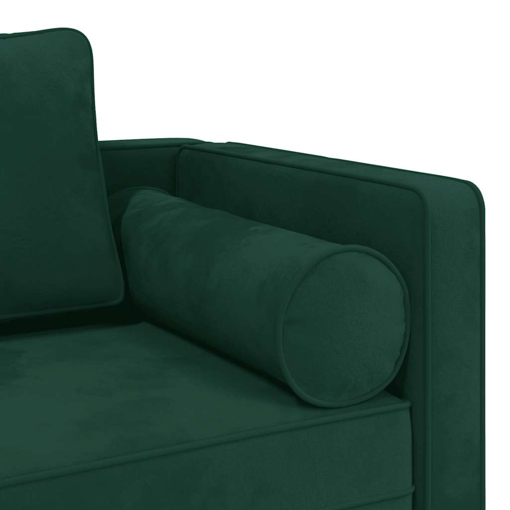 Chaiselongue mit Kissen Dunkelgrün Samt
