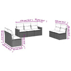 7-tlg. Garten-Sofagarnitur mit Kissen Beige Poly Rattan