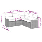 5-tlg. Garten-Sofagarnitur mit Kissen Beige Poly Rattan