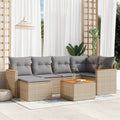 7-tlg. Garten-Sofagarnitur mit Kissen Beige Poly Rattan
